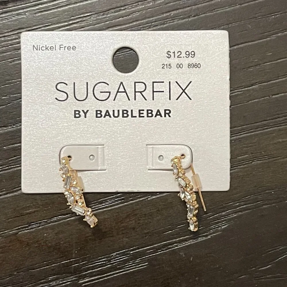 SUGARFIX‎ by BaubleBar Crystal Cluster Ear Crawlers Earrings NWT